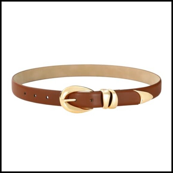 Faux Leather Belt with Gold Buckle Adjustable for Jeans Dresses main image 5